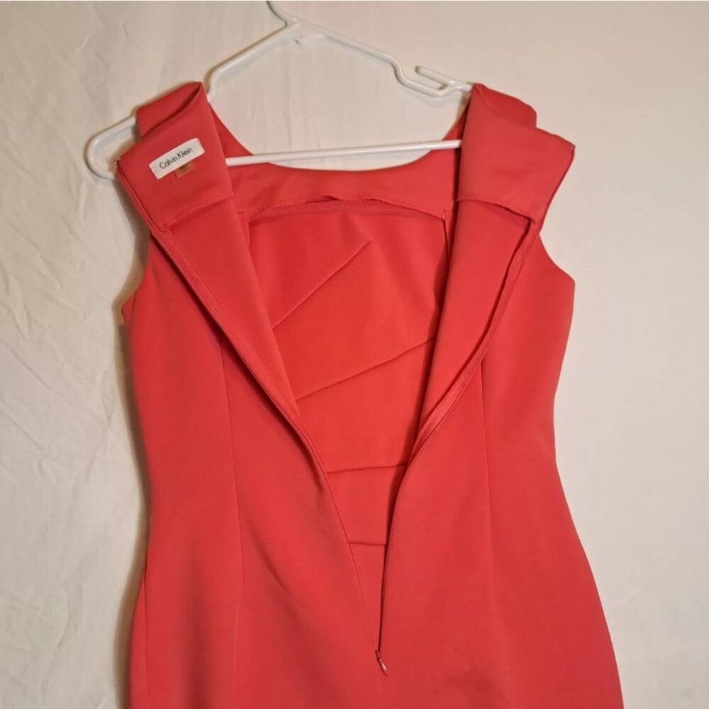 Calvin Klein Sheath Dress Sleeveless SZ 10P PINK Sunburst Pin Tucking Sleeveless - Picture 5 of 11